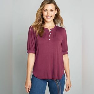 Modcloth Burgundy Winning Them Over Short Sleeve Top